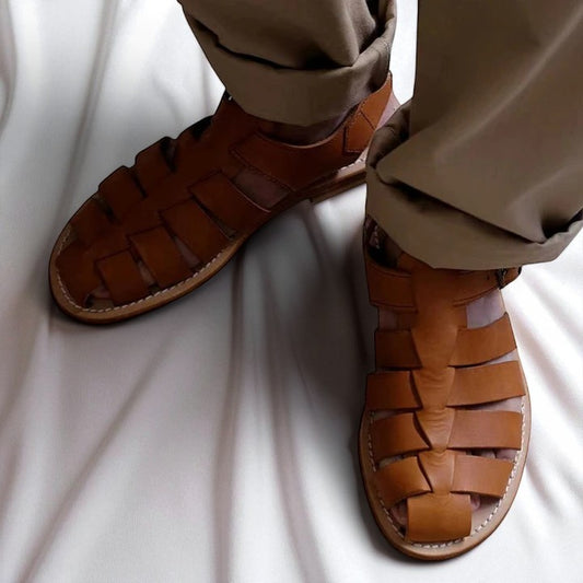 ALKAISSAR: Sandales vintages en cuir véritable