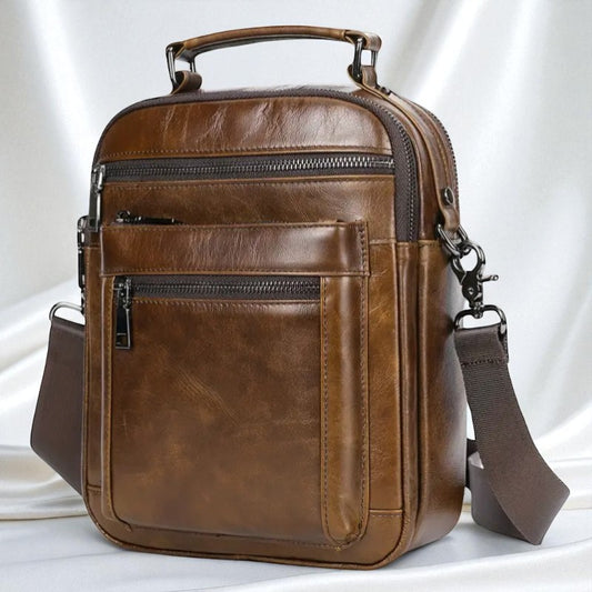 LE MESSAGER: Sac à bandoulière en cuir véritable