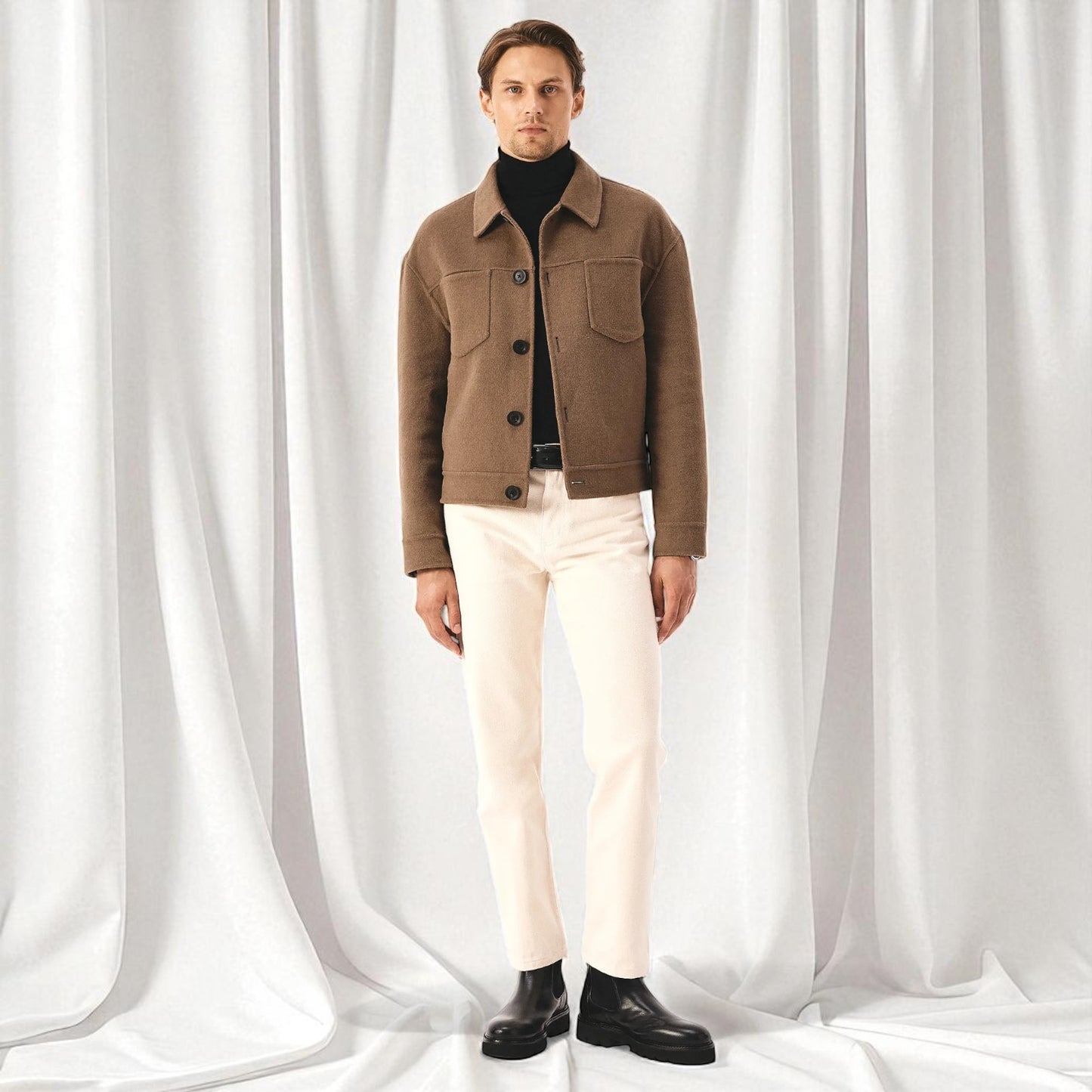 BAVAROISE: Bottine en cuir premium-Noir brillant