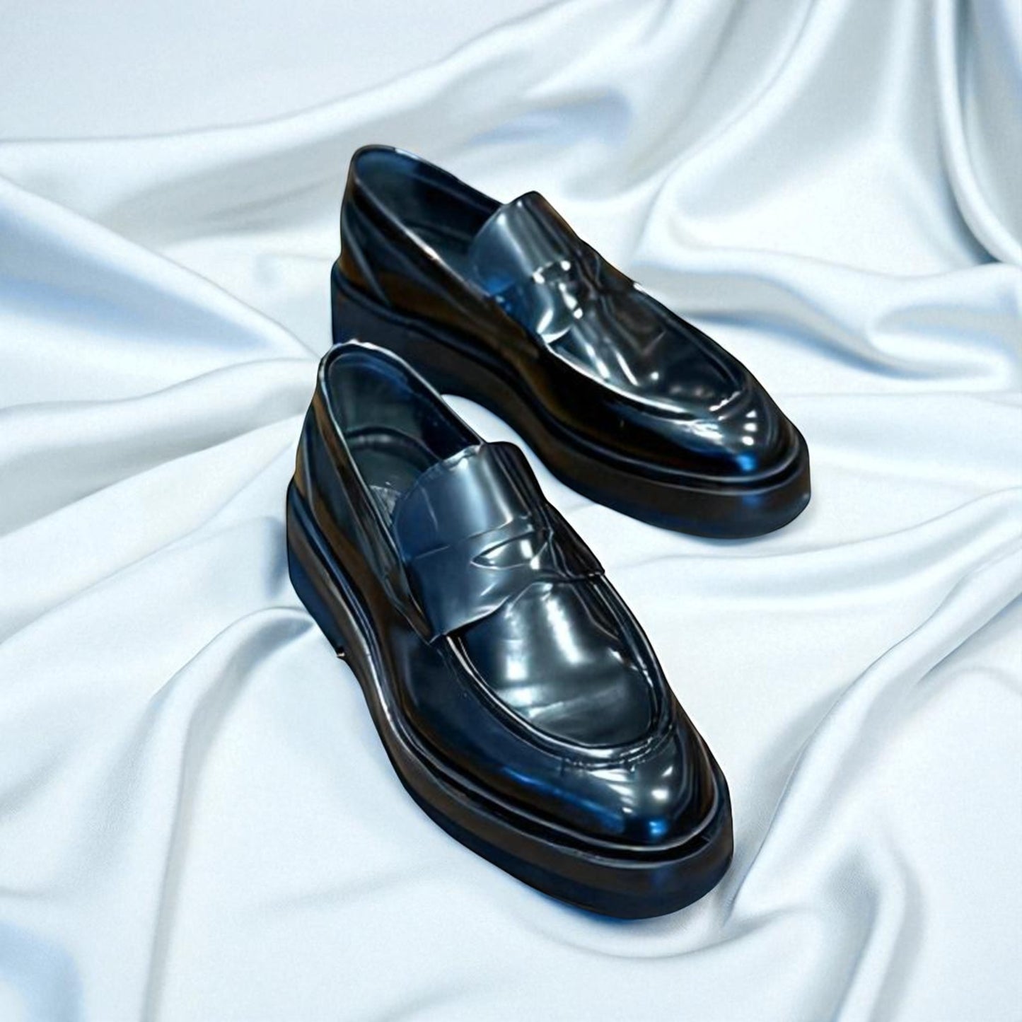 LICHTWALD: Mocassin classic en cuir lisse brillant 100% Premium -Noir