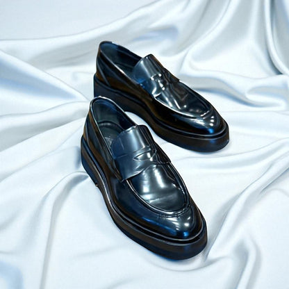 LICHTWALD: Mocassin classic en cuir lisse brillant 100% Premium -Noir