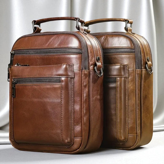 LE MESSAGER: Sac à bandoulière en cuir véritable