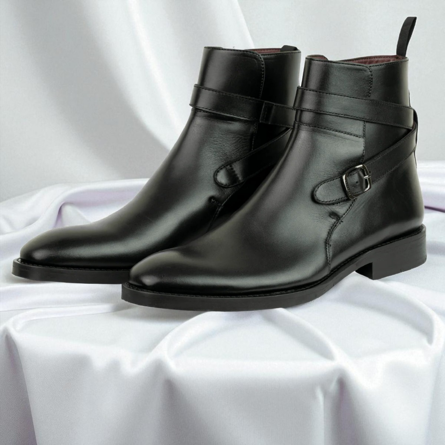 RITTER: Bottine à boucle en cuir premium-Noir