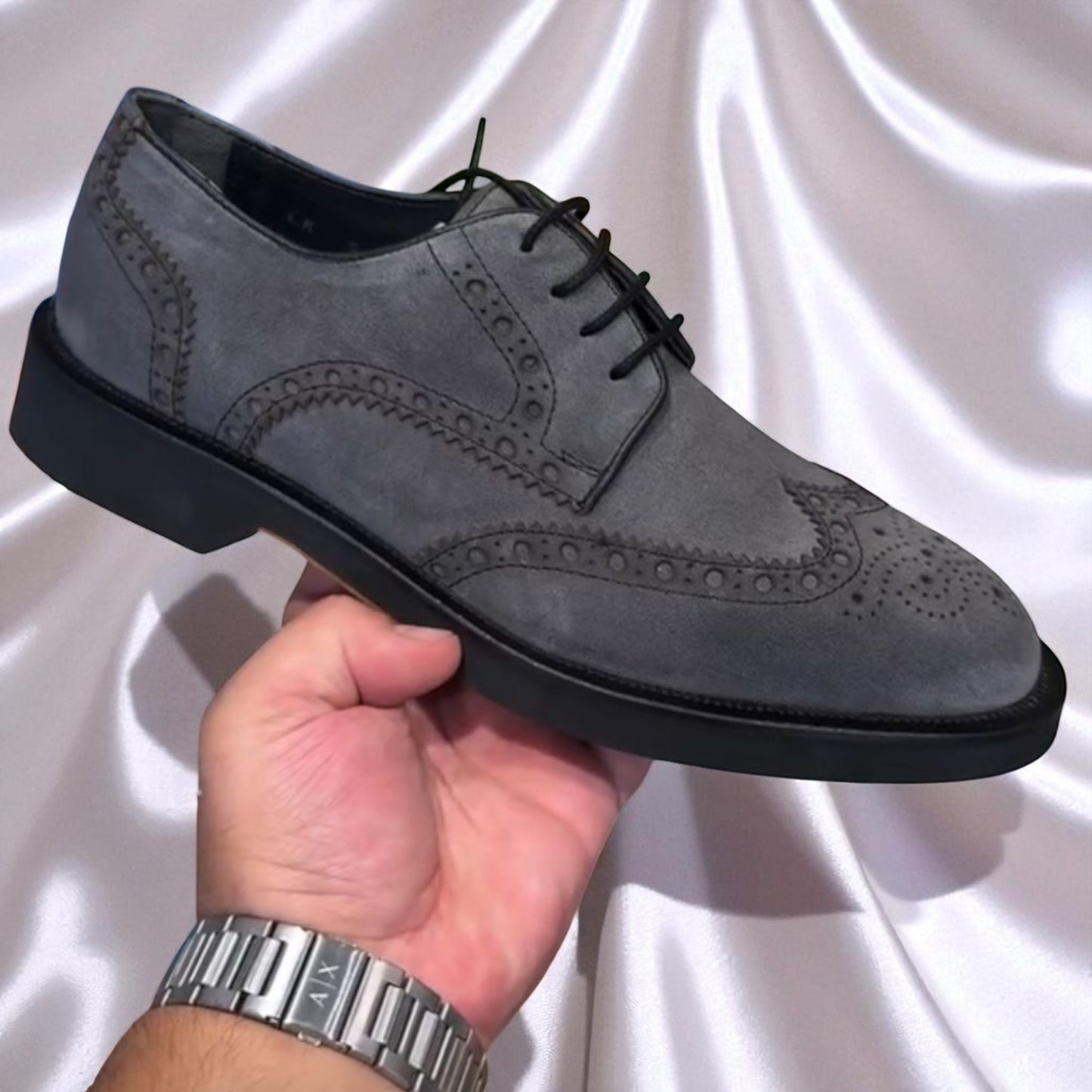 FALKENBERG: Derby en daim véritable pour hommes - Gris