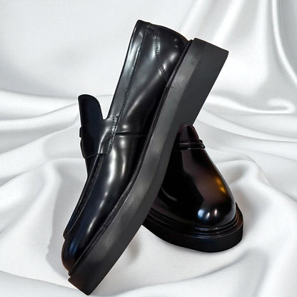 LICHTWALD: Mocassin classic en cuir lisse brillant 100% Premium -Noir