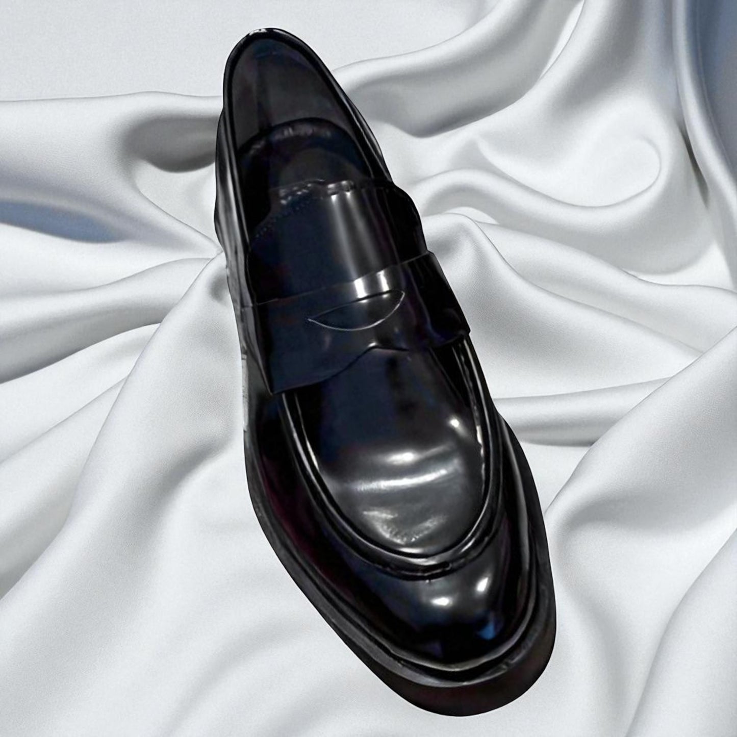 LICHTWALD: Mocassin classic en cuir lisse brillant 100% Premium -Noir