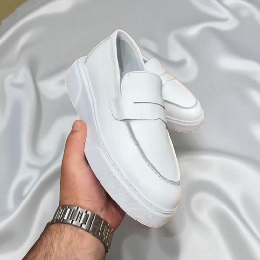 ALBA: Mocassin 4 saisons en cuir premium- Blanc Cassé