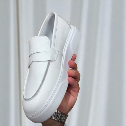 ALBA: Mocassin 4 saisons en cuir premium- Blanc Cassé