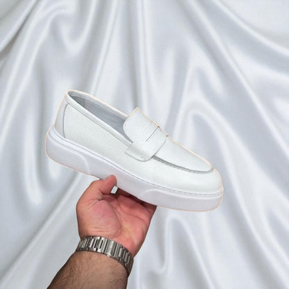 ALBA: Mocassin 4 saisons en cuir premium- Blanc Cassé