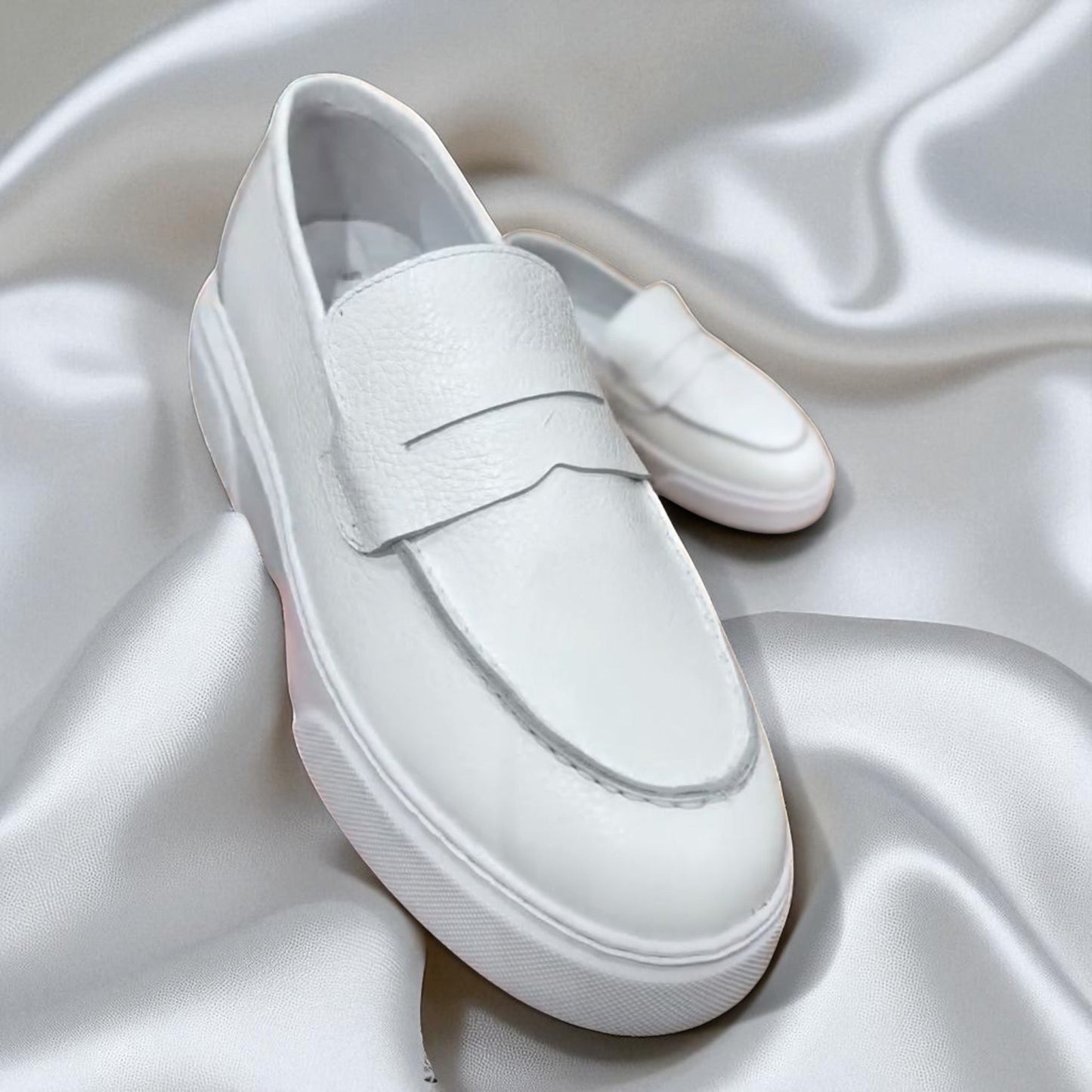 ALBA: Mocassin 4 saisons en cuir premium- Blanc Cassé