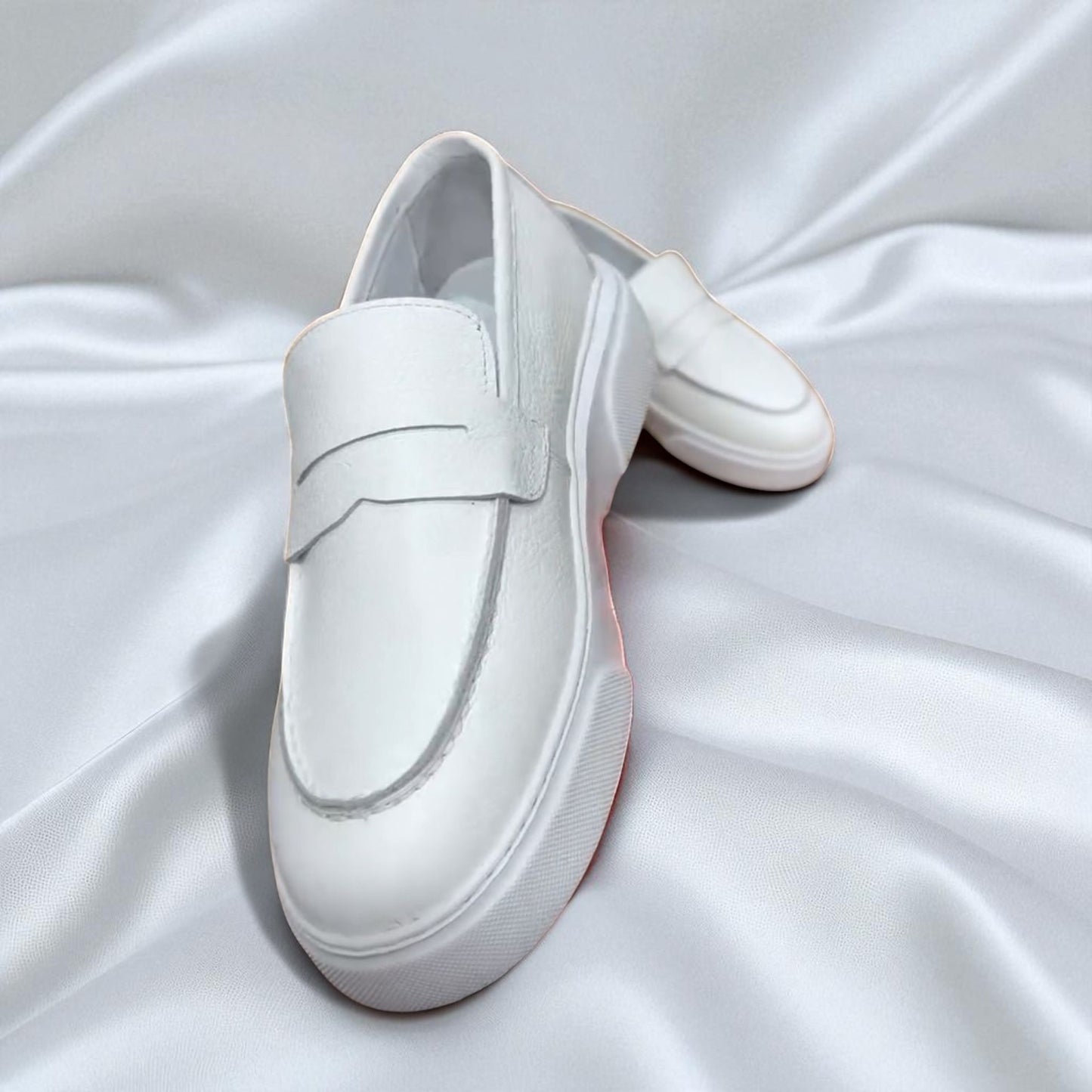 ALBA: Mocassin 4 saisons en cuir premium- Blanc Cassé