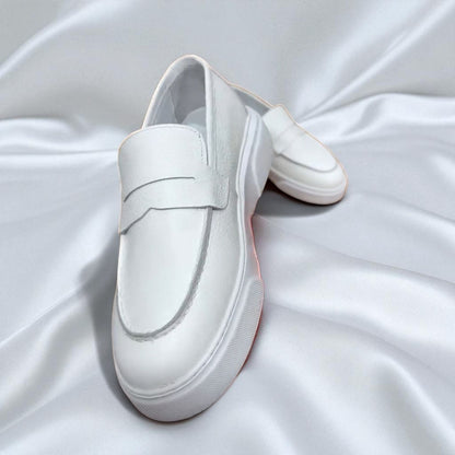 ALBA: Mocassin 4 saisons en cuir premium- Blanc Cassé