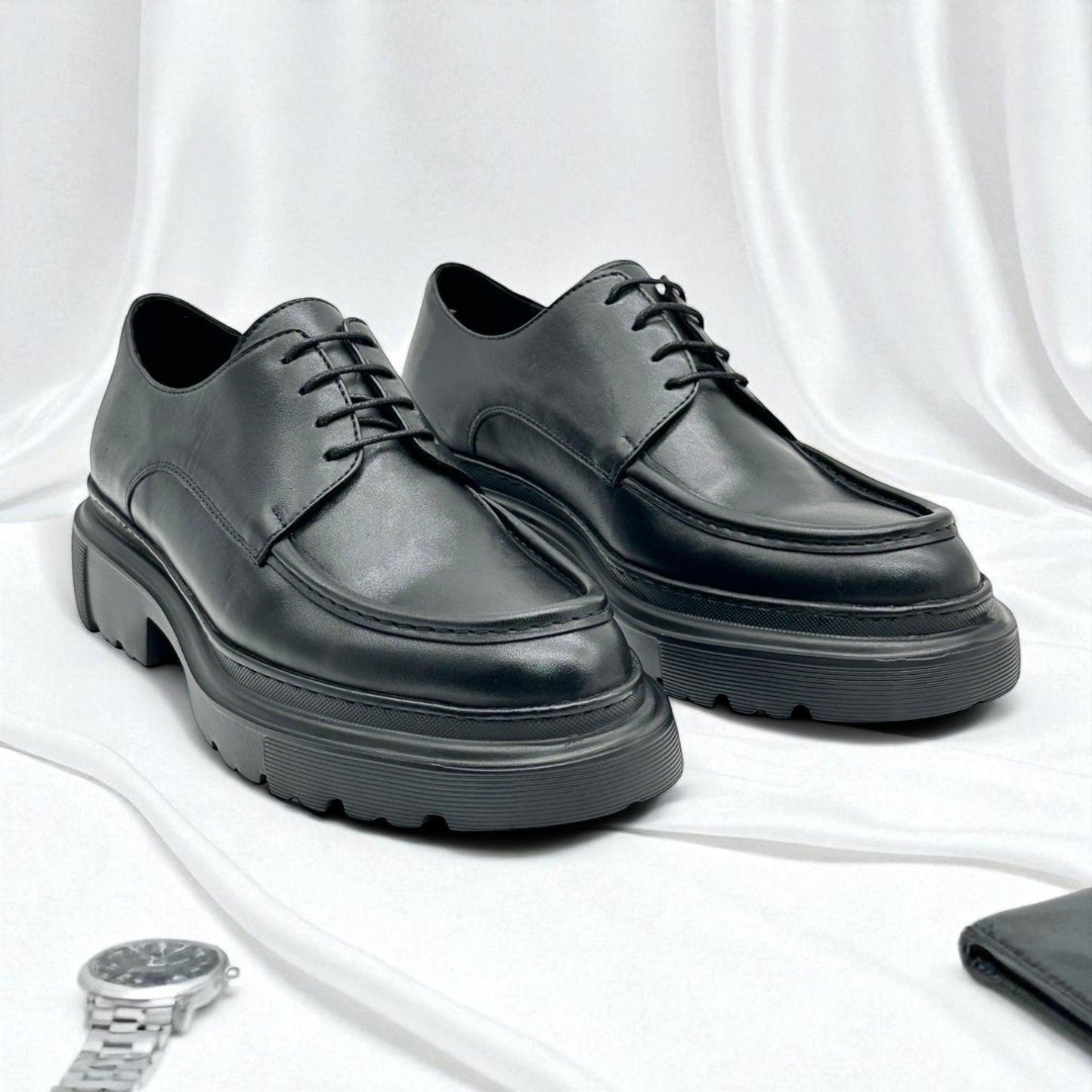 BRAUNFELS: Derby Haut en cuir véritable