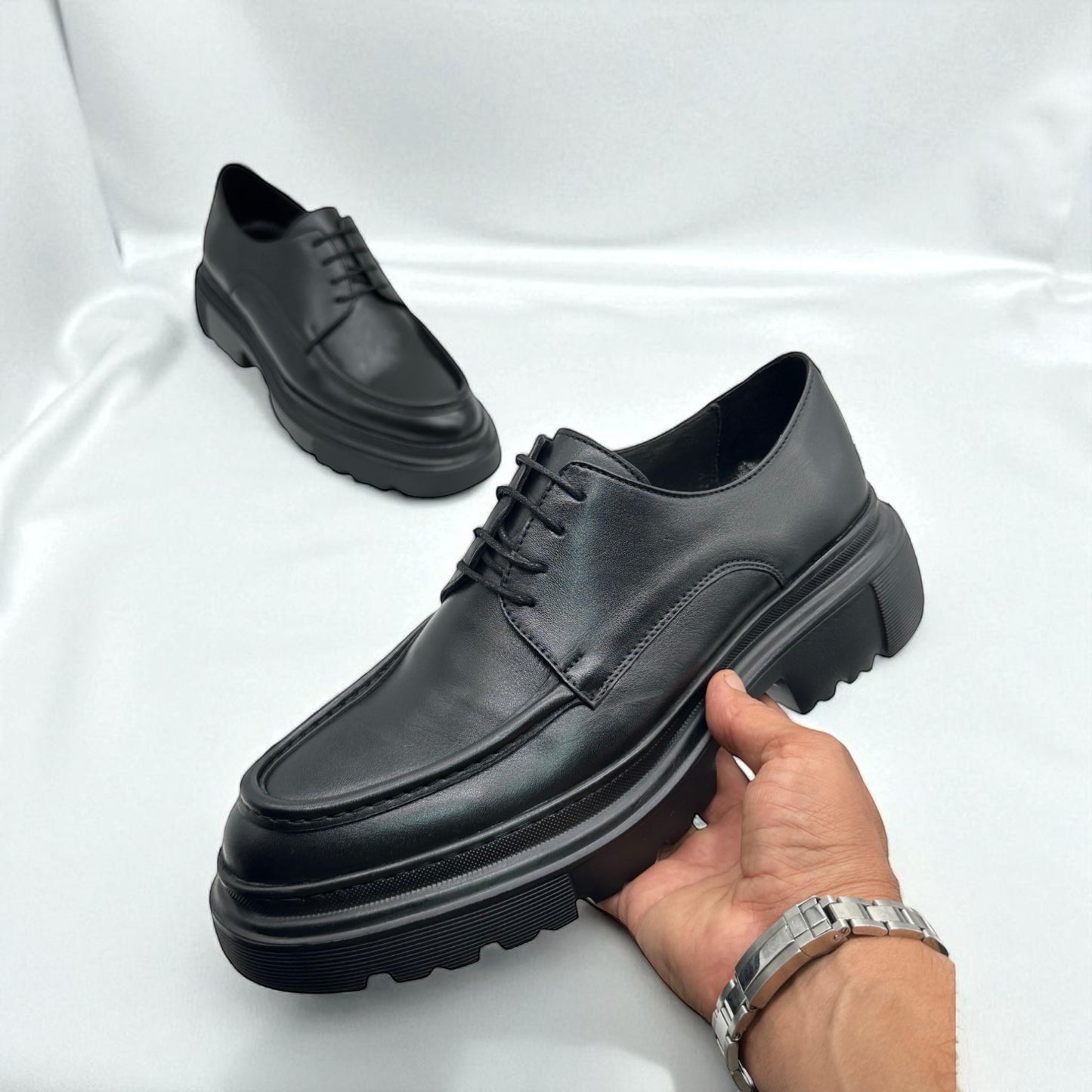 BRAUNFELS: Derby Haut en cuir véritable