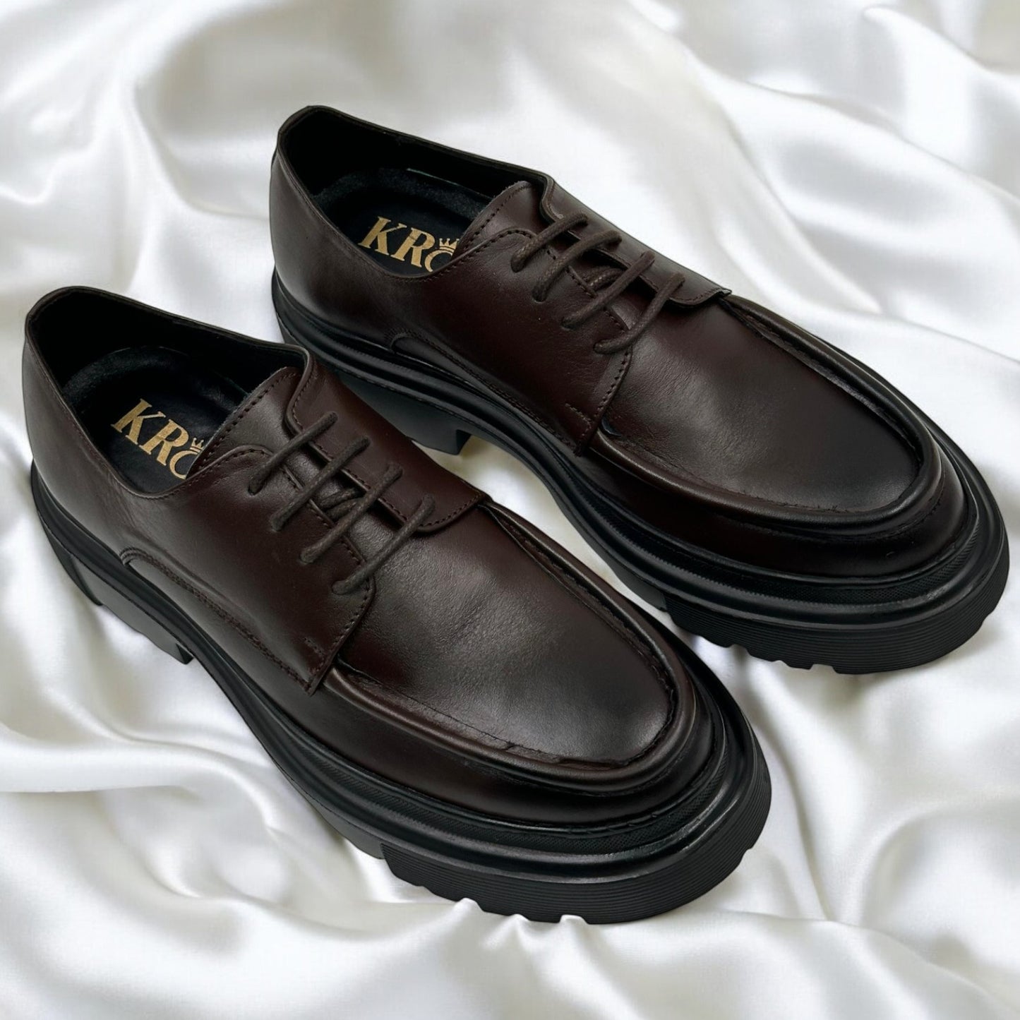 BRAUNFELS: Derby Haut en cuir véritable