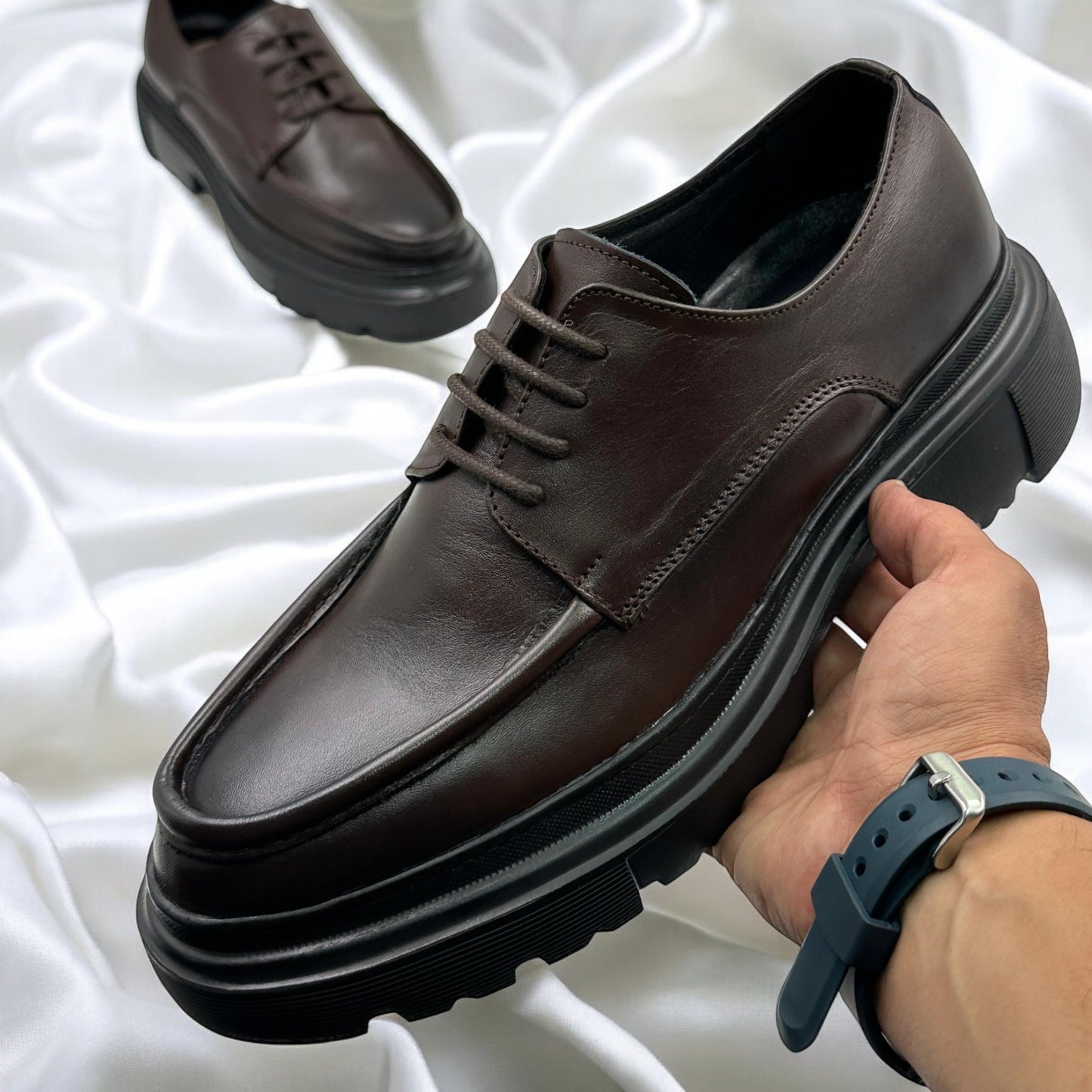 BRAUNFELS: Derby Haut en cuir véritable