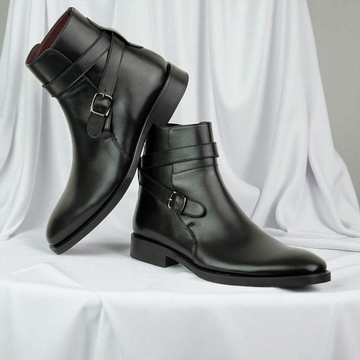 RITTER: Bottine à boucle en cuir premium-Noir