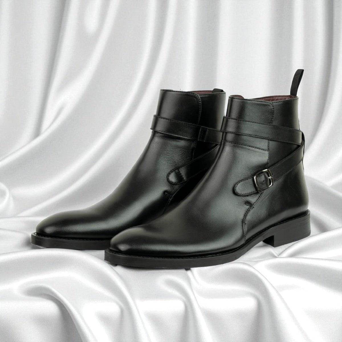 RITTER: Bottine à boucle en cuir premium-Noir