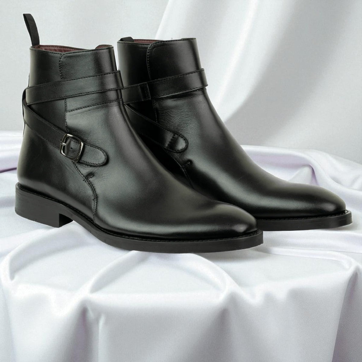 RITTER: Bottine à boucle en cuir premium-Noir