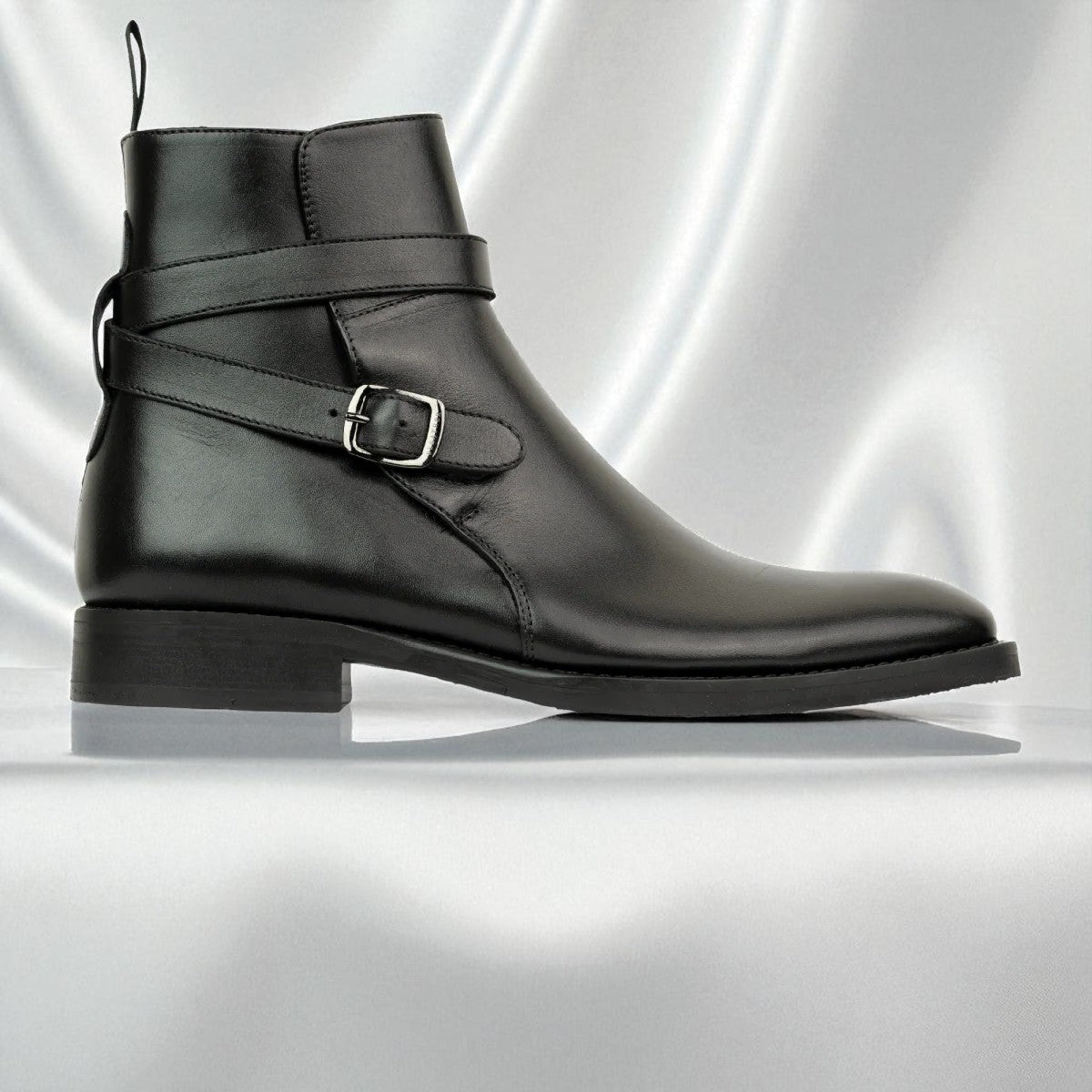 RITTER: Bottine à boucle en cuir premium-Noir