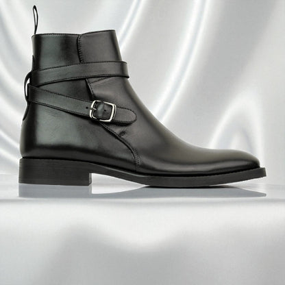 RITTER: Bottine à boucle en cuir premium-Noir