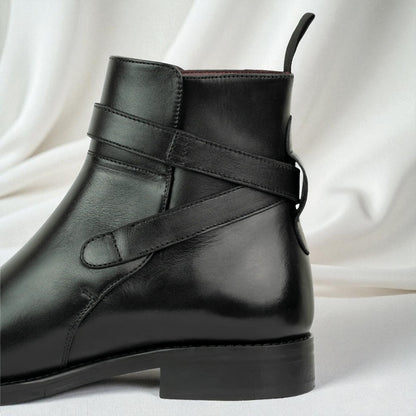 RITTER: Bottine à boucle en cuir premium-Noir