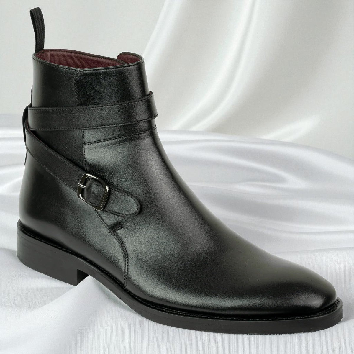 RITTER: Bottine à boucle en cuir premium-Noir