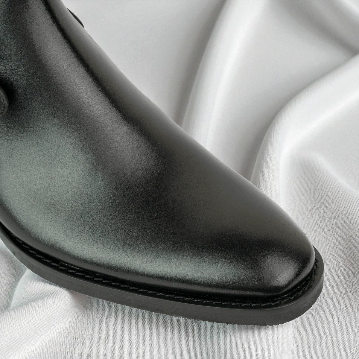 RITTER: Bottine à boucle en cuir premium-Noir