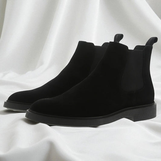 NOX: Bottine en Daim Nubuck Premium- Noir
