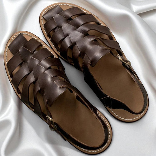 ALKAISSAR: Sandales vintages en cuir véritable