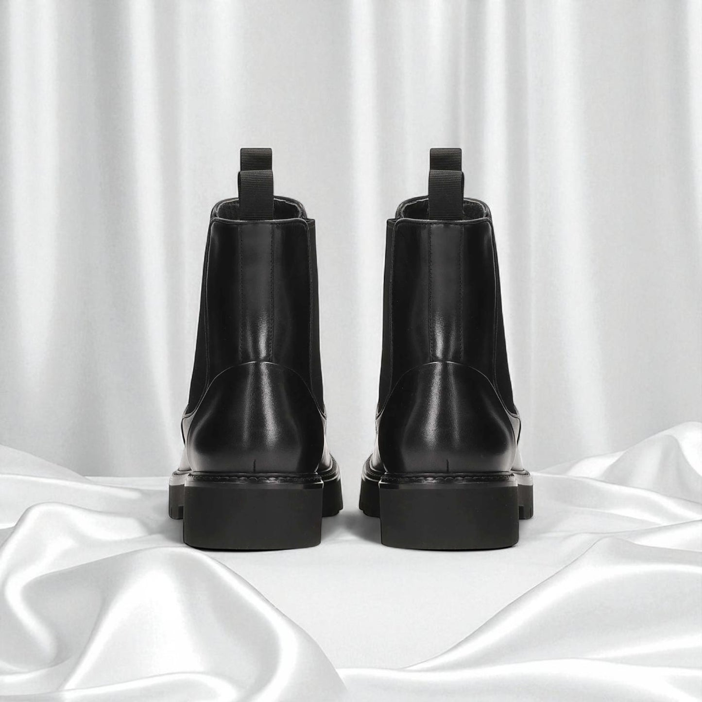 BAVAROISE: Bottine en cuir premium-Noir brillant