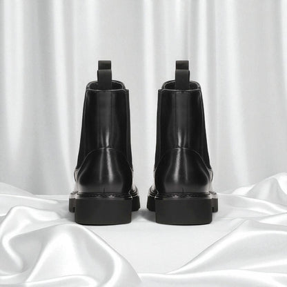 BAVAROISE: Bottine en cuir premium-Noir brillant