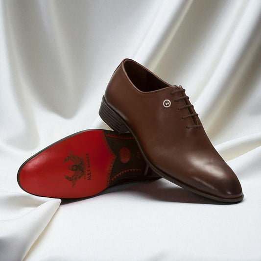 EISENBERG: Derby en cuir lisse brillant 100% Premium - Marron